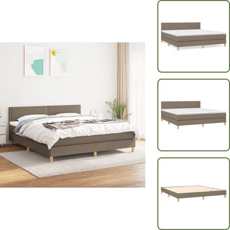 Sommier à lattes de lit avec matelas Taupe 180x200 cm Tissu - Lit Tapissier - Lit Double - Matelas Ressorts Ensachés - Literie - Chambre À Coucher (1/5)