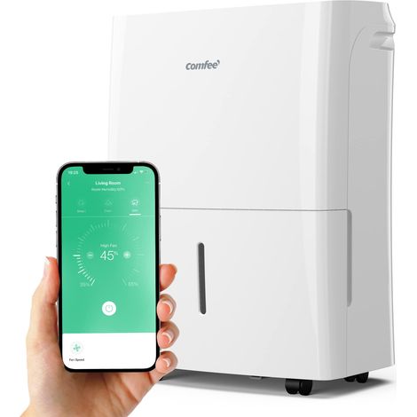 COMFEE' Deumidificatore Casa Muffa 20L/24h, Adatto fino a 40㎡, Tanica da 3L, Deumidificazione Smart, Controllo WiFi, Compatibile con Alexa, Ruote Piroettanti, Timer, MDDF-20DEN7-WF