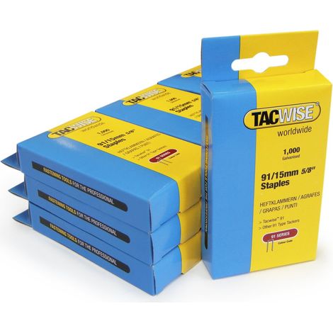 Tacwise - Set composto da 10 confezioni di punti metallici per pistola sparapunti, contenuto unitario 1.000 punti, serie 91, passo 15 mm (1/2)