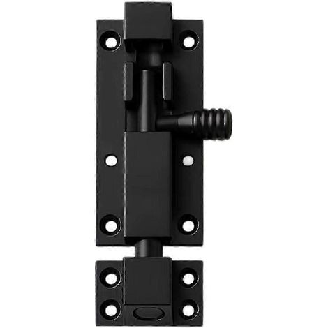 Loquet de sécurité de porte robuste de 3 pouces, verrou de porte coulissante renforcé, acier inoxydable et alliage d'aluminium, noir, compatible avec la quincaillerie domestique. (1/5)