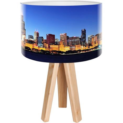 Lampe de chevet city foto-018 - Bois clair, blanc (1/3)