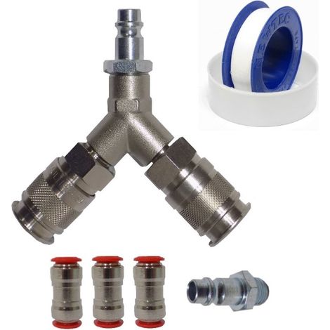 Kit Raccordi Aria Compressa Compressore Attacco Tubo Innesto Rapido Multipresa