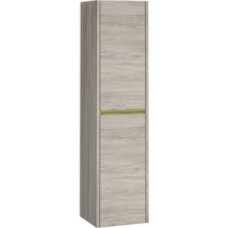 Columna Baño Suspendida 1 Puerta  140 x 34,9 x 32,2cm Pino gris Tirador Oro