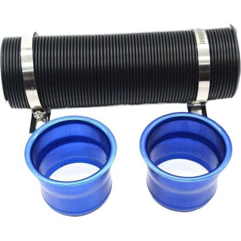 Intake Pipe Intake Duct, 3 Inch/76mm Universal Aluminum Cold Intake Tube for Automotive Car- Blue (1/4)