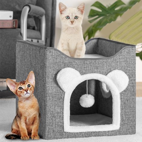 Cuccia Casa per Gatti Ingresso Arco Tiragraffi Casetta Animali Domestici 40x38cm (1/5)