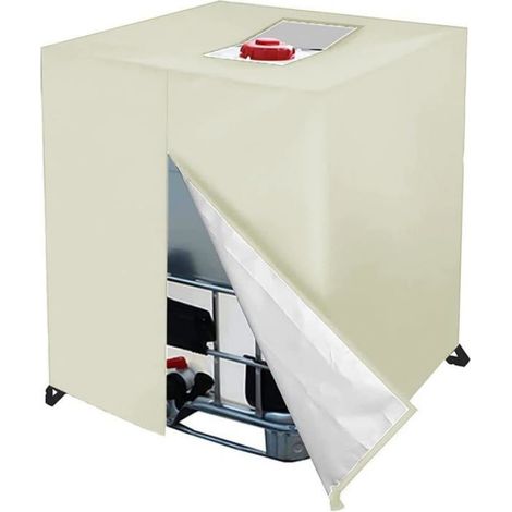 Bâche de Réservoir d'eau IBC 1000L,420D Bache pour Cuve IBC, 120x100x116cm Bâche Recuperateur d Eau de Pluie, Anti-UV Anti,Beige (1/5)