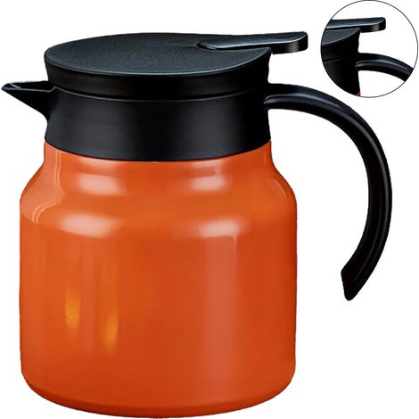 Théière isotherme 1000 ml avec séparateur eau/thé amovible, style orange, idéale pour la maison.