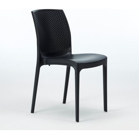 Silla de cocina Apilable de Poliratán BOHÈME Línea Grand Soleil - Negro