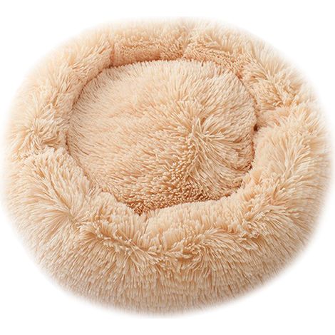 1 lit pour animaux de compagnie, rond, faux-collier en peluche, 50 cm / 60 cm / 70 cm, pour chats et chiens de petite à moyenne taille (1/5)