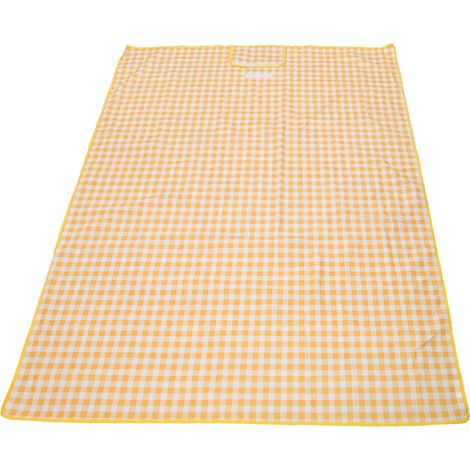 Couverture de pique-nique 197 x 144 cm, imperméable, pliable et portable, avec fermeture auto-agrippante, tapis de pique-nique d'extérieur, couverture de camping à carreaux jaunes (1/5)