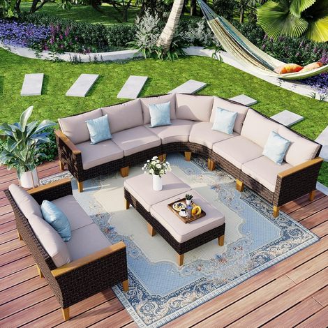 Lounge Set Polyrattan Gartenmöbel wetterfest Cr006-17-10i1 (1/5)