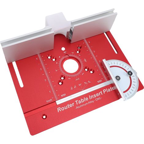 Plateau insert table à défonceuse plaque basculante alliage aluminium graduations impériale et métrique avec guide onglet et butée (1/5)