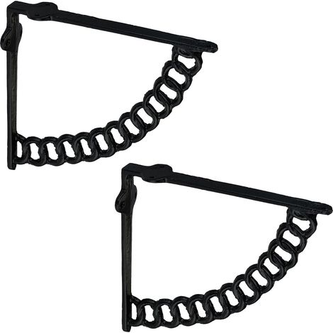 Soportes para estantes, diseño de cadena, hierro fundido, juego de 2