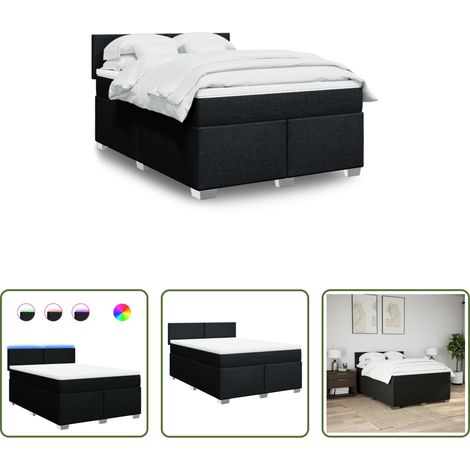 Matelas à ressorts ensachés - Sommier à lattes de lit avec matelas Noir 140x200 cm Tissu (1/5)