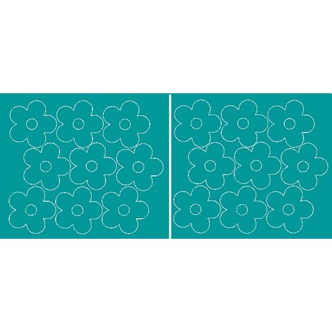 18 stickers muraux fleurs turquoise brillant