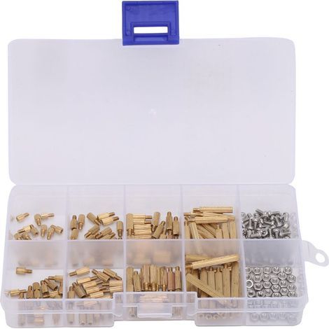 Kit d'espacement d'espacement, boîte d'assortiment d'écrous, fournitures industrielles filetées en laiton M2 260 pièces (1/5)