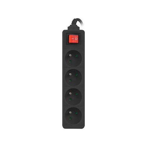 Prodlužovací kabel Lanberg PS1, 4 zásuvky, 1,5m, vypínač, černá (1/4)