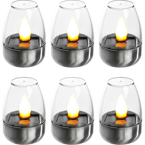 Pack de 6 Bougies LED Électriques Veilleuses Solaires Rechargeables Lumières Solaires Clignotantes pour Extérieur Résistant aux Intempéries Jardin Terrasse Balcon Décoration (1/5)
