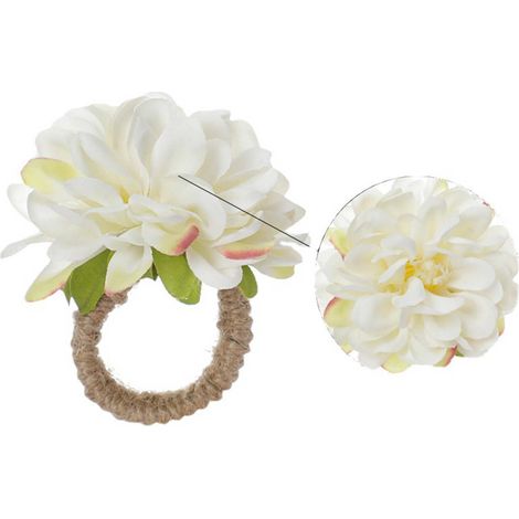 Anillo para servilletas decorativo de seda con forma de flor [multicolor], 4,5 cm de diámetro interior, para ocasiones festivas y como regalo. (1/5)