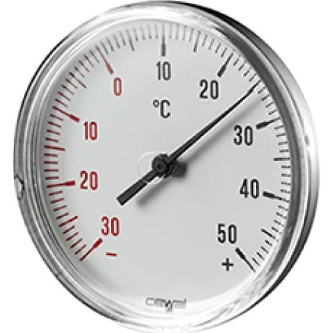 Termometro bimetallico cassa inox Ø80mm da meno 30 a 50°C CEWAL