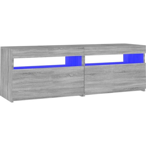 Mueble TV multimedia estantería para televisión buffet para televisión comedor salón dormitorio con luces LED sonoma 120 x 35 x 40 cm gris 020026800 (1/5)