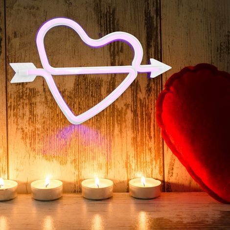 Niedliche herzförmige LED-Wandleuchte zum Aufhängen für Schlafzimmer/Studentenwohnheim (Rosa) (1/5)