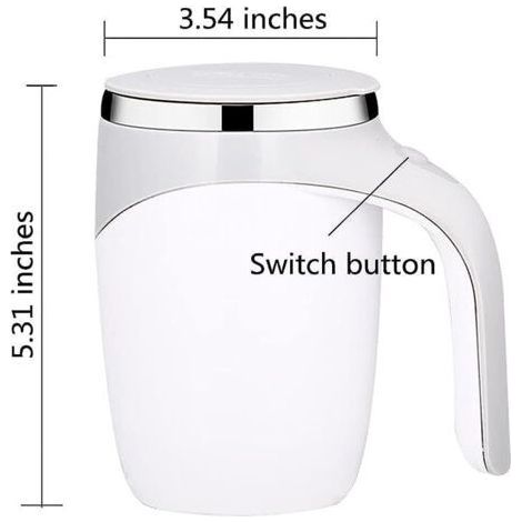 Automatischer Magnet-Kaffeebecher (Weiß), 380 ml, drehbarer Mischbecher für Zuhause, Büro oder Reisen, ideal für Kaffee, Milch, Kakao und andere Getränke. (1/4)
