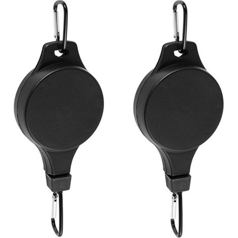 Lot de 2 poulies rétractables pour Plantes, Crochet de Suspension Ajustable Lourd pour paniers Suspendus, Plantes en Pot, mangeoires à Oiseaux, Extensible jusqu'à 90 cm, Noir (1/5)