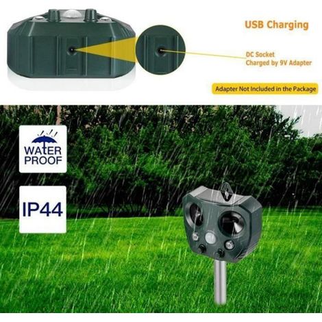Répulsif Chat Ultrason Solaire Exterieur Sensibilité et Fréquence Réglable pour Repousser Animaux Nuisibles Protecteur de Jardin (1/4)