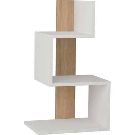 Comodino bianco e decorato in legno di rovere L42 cm - ROSIE (1/3)