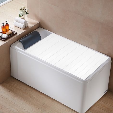 Bandeja para bañera 150x70cm plegable, cubierta anti-polvo para bañera, cubierta aislante para bañera, cierre de PVC, (1/5)