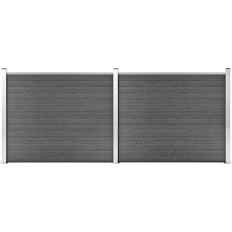Set de paneles de valla WPC negro 353x146 cm