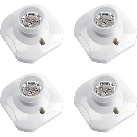 Jusch – Douille E27 à visser pour ampoule LED – AC 220-240V – Résistante aux hautes températures – Lot de 4 douilles en plastique blanc (1/5)
