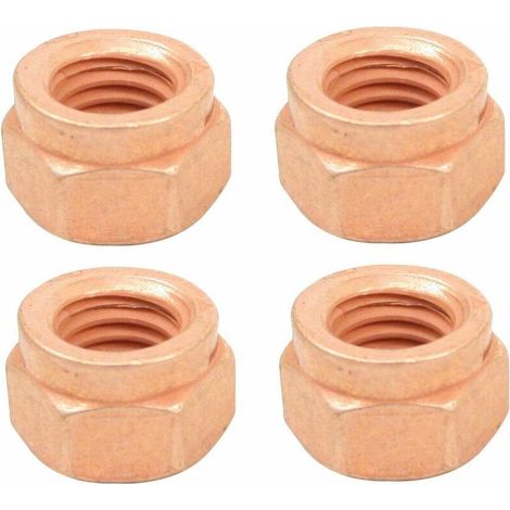 4x écrou d'échappement M8x1,25 acier cuivré M8 clé 13mm pot collecteur voiture moto tracteur tondeuse engin agricole (1/2)