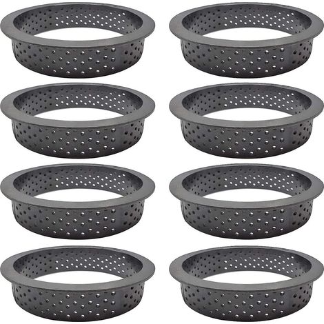Moule à tartelettes rondes en forme de cercle (8 pièces), moule à tartelettes rondes en forme de cercle, utilisé pour faire de la mousse (noir) (1/5)