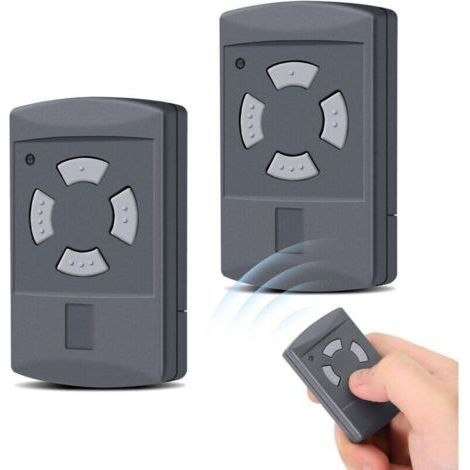 Lot de 2 émetteurs manuels pour porte de garage Hormann 40,685 MHz HSE2 HSM4 HSM2 HSE4 HS2 HS4 - Duplicateur de télécommande compatible avec les touches Hörmann grises (1/4)