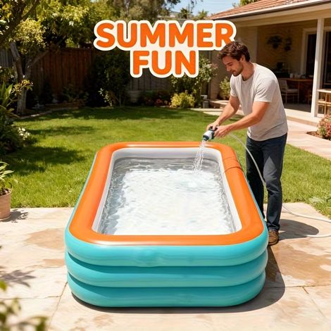 Piscine gonflable jardin 1,8 m familiale rectangulaire, enfants adultes, extérieur été