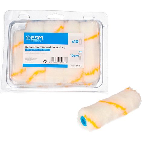 Mini rouleau acrylique de remplacement 110 mm 10 unités. Poils longs spéciaux pour peintures sur façades et murs en ciment. GED (1/3)