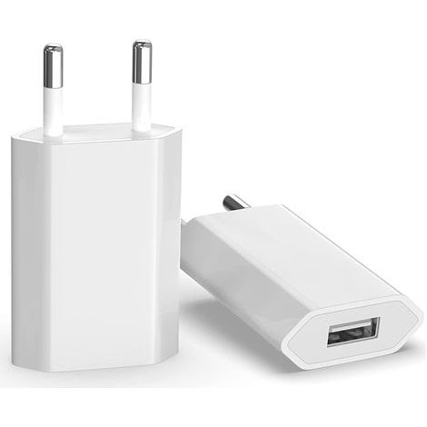 (2er-Pack) Schnell-USB-Ladegerät und Universalstecker-Adapter (5 W/5 V/1 A) – Ideal für Reisen, Weiß (1/4)