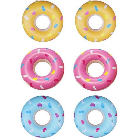 Lot de 6 mini-donuts gonflables pour piscine, jouets gonflables en forme de donut, petites bouées pour enfants - Style 4 (1/5)
