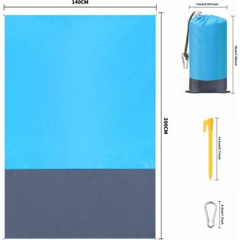 Tapis De Plage - 200x140 Cm - Imperméable Et Résistant Au Sable - Pour Plage Camping Randonnée - 1 Pièce (1/5)