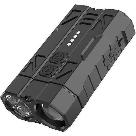Lampe torche multifonctionnelle EDC en alliage d'aluminium, portable, avec double interrupteur, 4 ampoules LED et indicateur de puissance. (1/5)