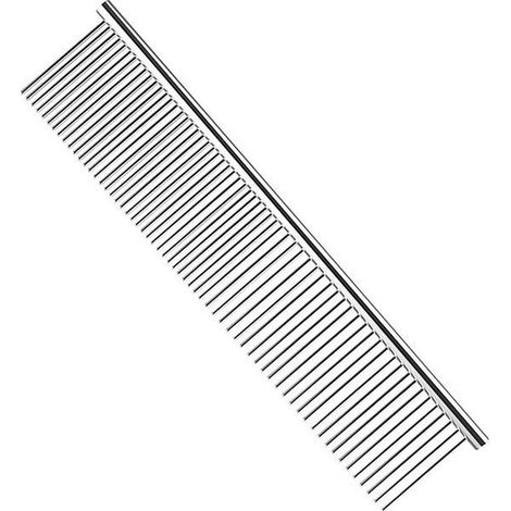 Peigne pour chien en inox - 4 x 16 cm - Peigne métal fin et gros - Toilettage (1/5)