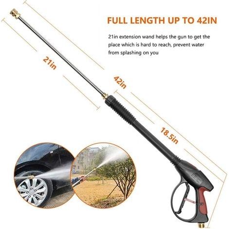 Hochdruck-Wasserpistole Magic Wand, 280 Bar Ersatz-Hochdruckreinigerpistole und Düsen für Autowäsche und Sprühen (1/4)