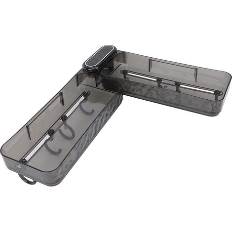 Plateau de rangement pour évier mural adhésif pliable étanche solide multifonction bac douche étagère salle de bain cuisine gris transparent 2 étagères 8 crochets (1/5)