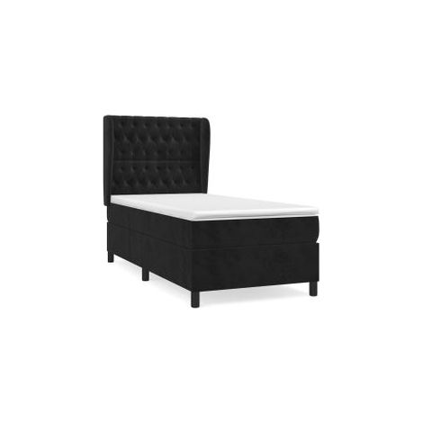 Sommier à lattes de lit avec matelas Noir 90x200 Velours (1/5)