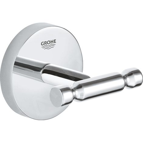 Grohe – Crochet pour peignoirs en métal 41168000 – Fixation dissimulée – Finition chromée – Installation par collage ou perçage (1/3)