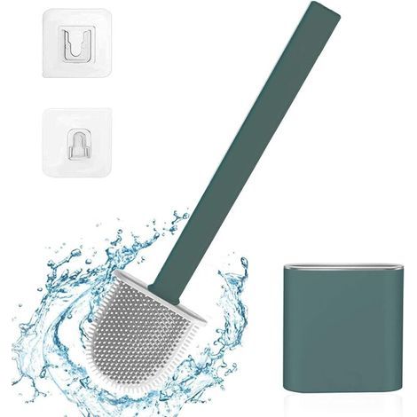 ZOLGINAH Scopa per WC in silicone, flessibile, ideale per angoli e piccoli spazi tra il WC e la parete (verde) (1/5)
