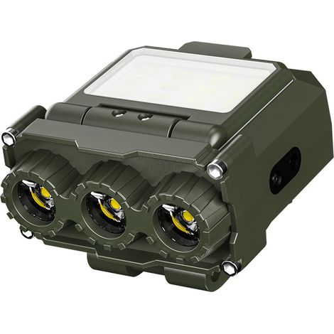 (Vert armée) Capteur de luminosité triple cœur, chargement USB, lampe LED avec capuchon à clip (1/5)