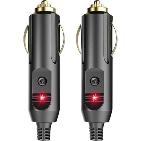 Lot de 2 prises mâles allume-cigare 12V/24V universelles – Pour glacière et pompe à air de voiture – Compatible camping-car et voiture (1/4)